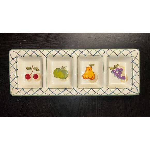 Tabletops Gallery Fruit Lattice Divided Serving tray, 18 3/4" - Picture 1 of 5
